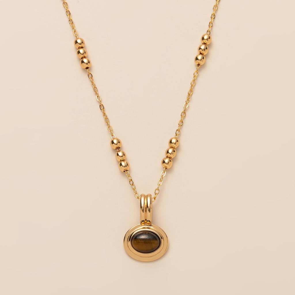 Collana multistrato impilabile con pietre preziose, Amazzonite, Giada Rosa e Perline di Rame