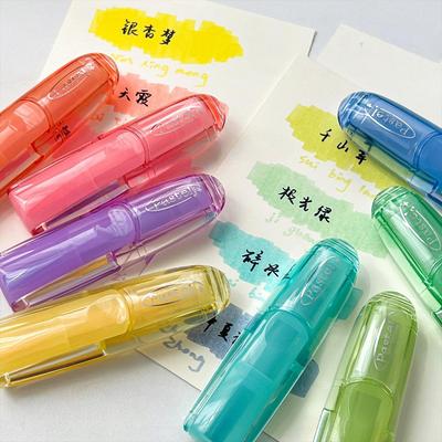 4pcs Pastel Highlighters Star Swirl Rotate Cap Soft Color Eye-Care Quick Dry No Bleed Spot Liner Pens for Journaling