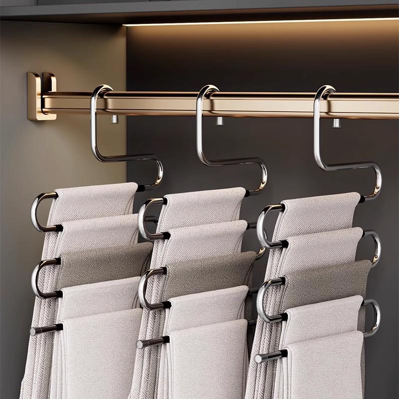 Multi-Layer Non-Slip Telescopic Stainless Steel Pants Hanger