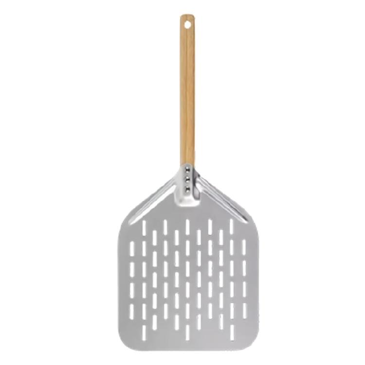 

Professional Pizza Shovel Fashion Perforated Metal Pizza Peels With Comfortable Wooden Grip Perfect For Home Use 1