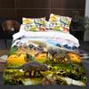 Cartoon Dinosaur Duvet Cover King Queen Size Jurassic World Theme Bedding Set For Kids Boys Ancient Animal Polyester Quilt Cover
