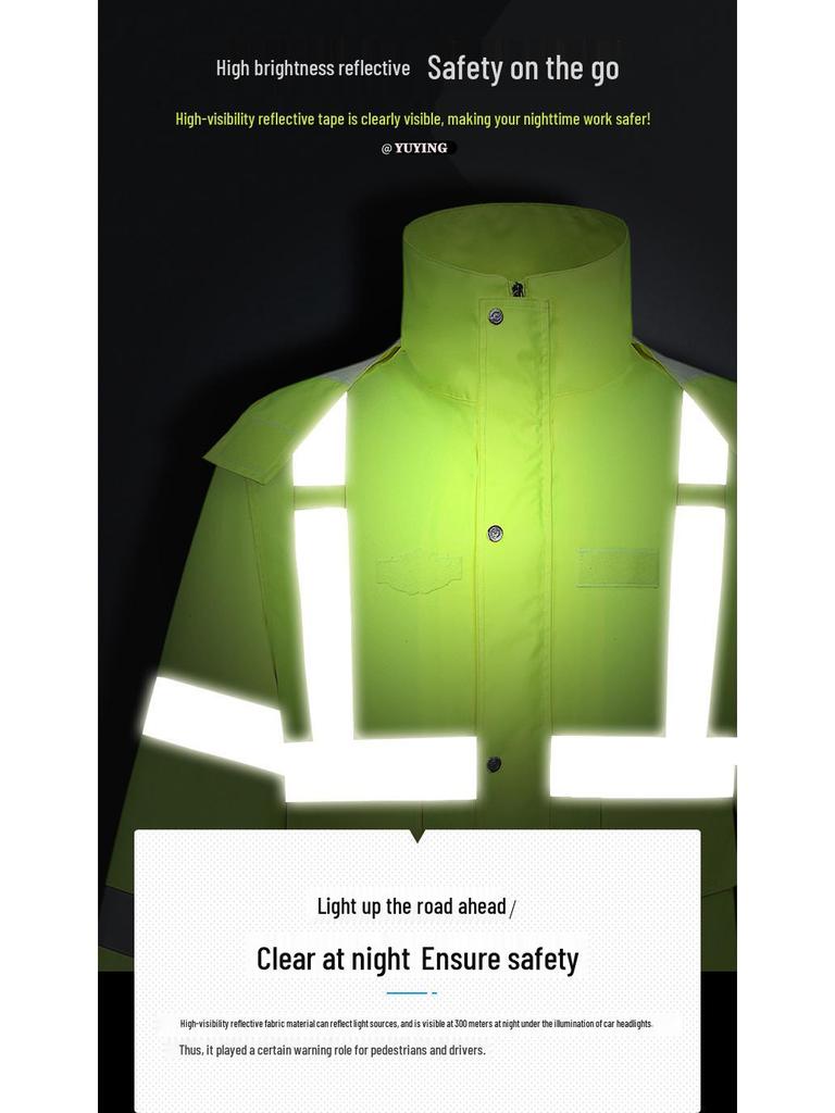 Reflective Raincoat and Pants Set for Traffic Safety and Rain Protection