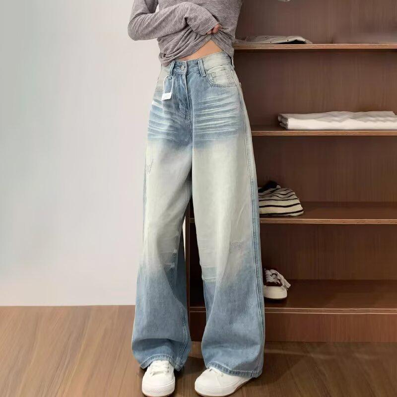 

Женские ретро джинсы светло-голубого цвета свободного прямого кроя - Модные, Повседневные, Универсальные, Уличная одежда высокого класса. 3X Large светло-синий