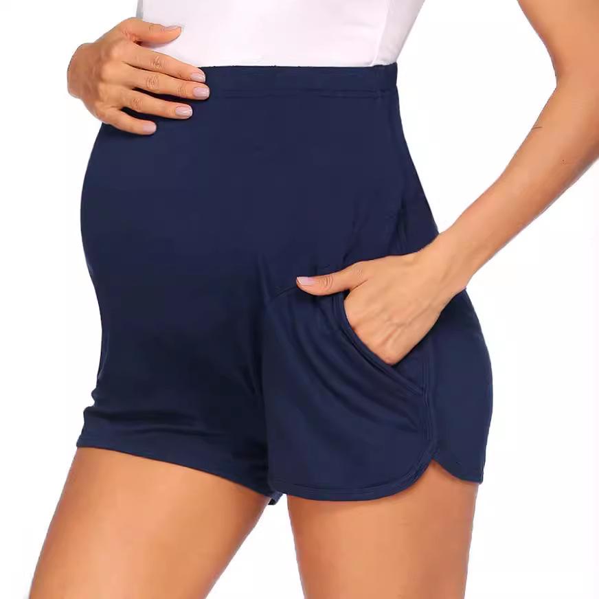 Solid Color Maternity Support Shorts - Comfortable Home and Sportswear