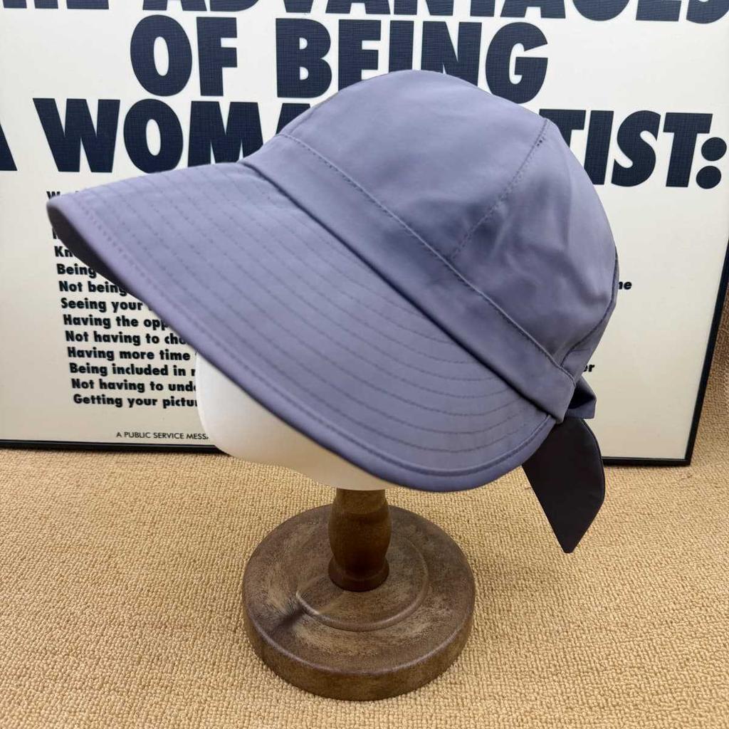 Gentle Bow Sunscreen Bucket Hat Women's Summer Big Eaves UV Protection Sun Hat Show Face Small Plain Cap