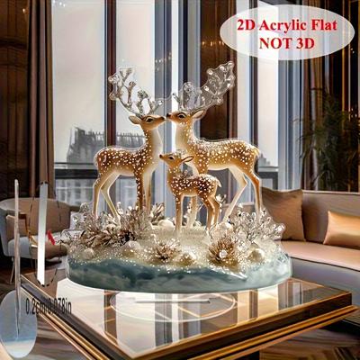 2D Christmas Reindeers Acrylic Ornament