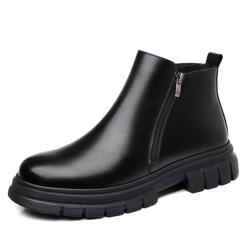 Chelsea Boots Men's Winter British Zipper Martin Boots Men's Medium Help Warm Snow Boots Men's Boots