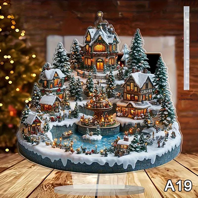 

2D Плоский Акриловый Рождественский Декор для Стола с Основанием Снеговик Дом Вращающаяся Карусель Дизайн Для Дома Офиса Внутри/Снаружи as the picture