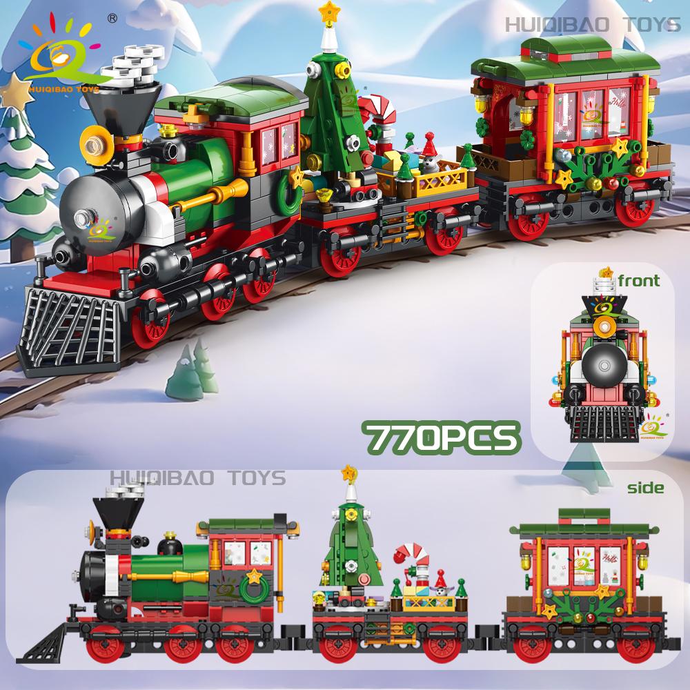 Christmas 24 Day Countdown Calendar Tree Santa Claus Train Model Building Block DIY Bricks Toys for Children Adult Gift