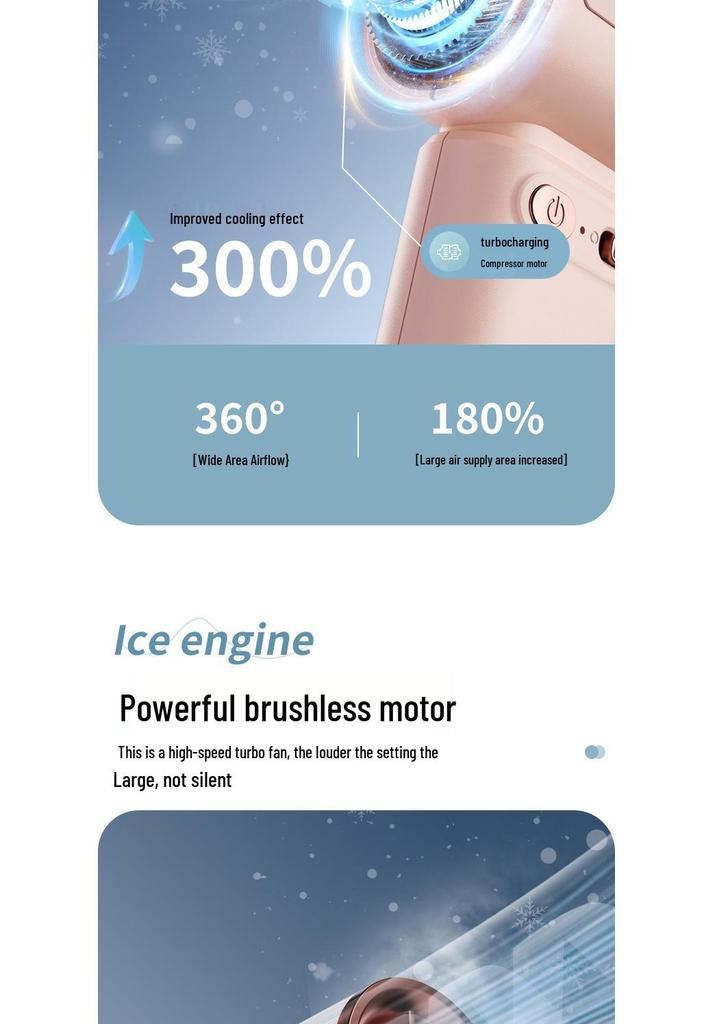 Portable Handheld Turbine Mini Fan with Semiconductor Ice Cooling