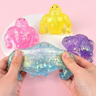 Anti-Stress Soft Tpr Slow Rebound Sequins Maltose Pinch Toy Stress Relief Elastic Squeezing Colored Gorilla Decompression