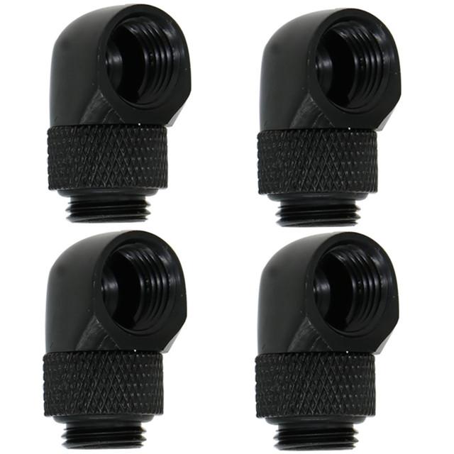 4pcs G1/4 Thread 90 Degree Fitting Adapter Brass Rotary Fitting Water Cooler Connector for Computer PC Water Cooling System чёрный фото