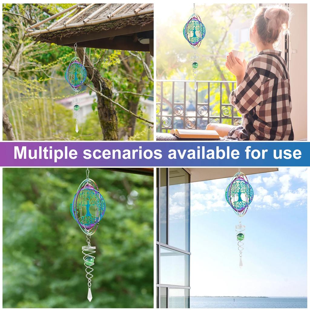 Colorful Wind Chime 3D Spinning Dream Catcher Hanging Decoration for Home Bedroom Window Patio Garden Pendant Decor Wind Spinner