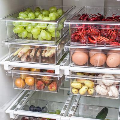 Kühlschrankschubladen-Aufbewahrungsbox ohne Fächer, Lebensmittel-Organizer mit 4-8 Fächern, Transparente rechteckige Aufbewahrungsbox