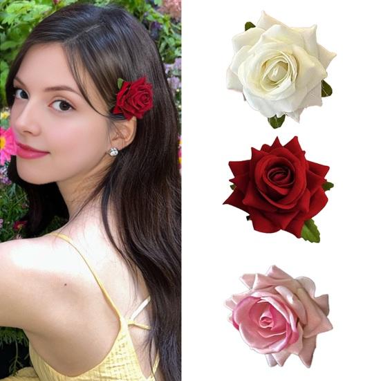 Damehårnål Fransk Stil Kunstig Roseblomst Dekoration Hårklemme Skridsikre Tænder Sideopsætning Hårnål Ferie Afslapning Hår