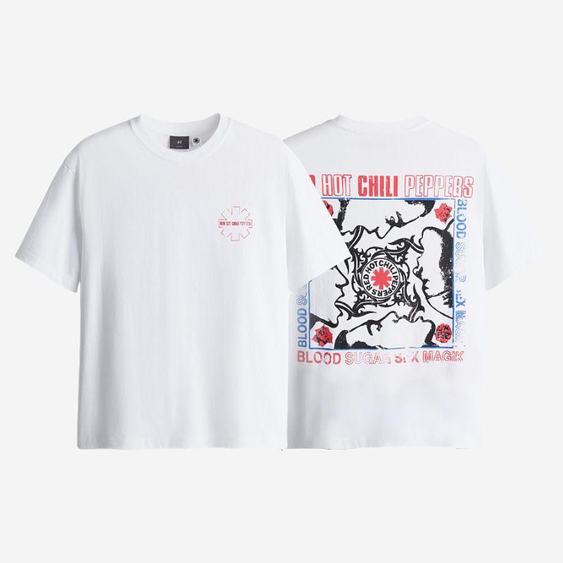 

[Red Pepper Band] HM Мужская одежда Женская футболка 25 Лето Новая печать Свободная Американская Короткий рукав 0972640 White/Red Hot Chili Peppers 170/92(S)