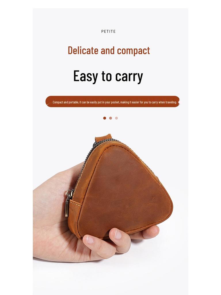 Münz- und Kopfhörertasche aus echtem Leder - Schlüsseletui im japanischen Stil mit Taillenaufhängung