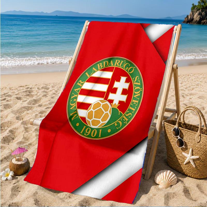 Hungarian Football Emblem Beach Towel, Quick-drying, Easy to Care for, Suitable for Both Fitness and Beach Vacations,Sports Essential