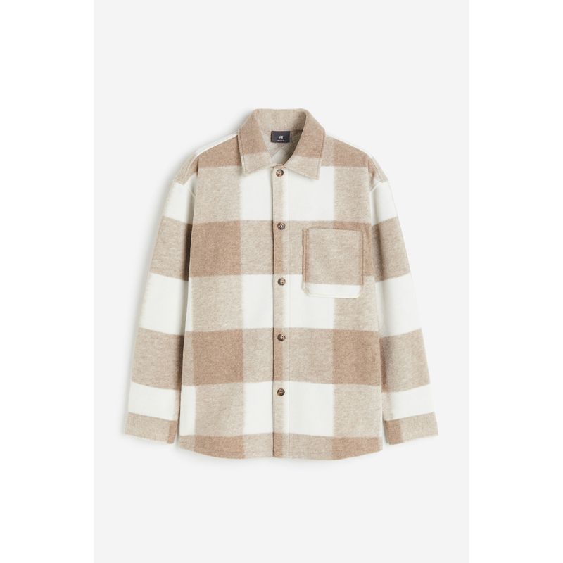 

HM Мужская одежда Куртка Мужская осенняя клетчатая рубашка с воротником Длинные рукава Верхняя одежда Повседневные топы 0934398 Beige/Plaid 170/92A