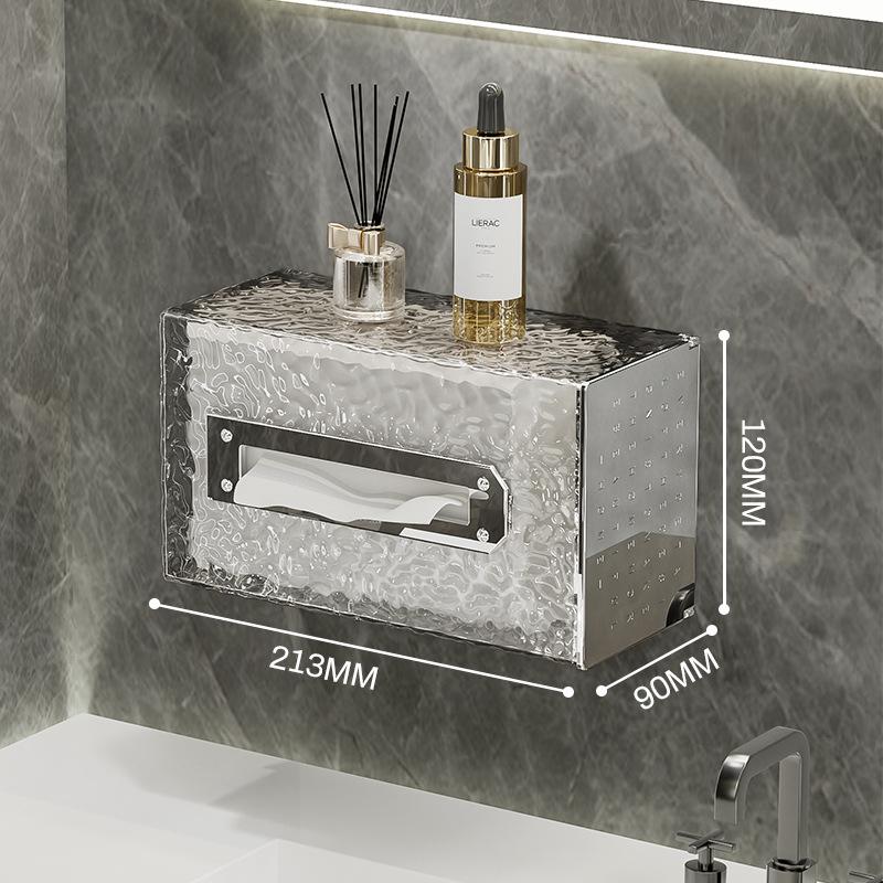 Waterproof Glacier Pattern Wall-Mounted Tissue & Towel Box, Punch-Free