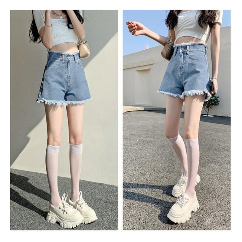 Casual Wide Leg Denim Shorts for Women Summer High Waisted Everything for Small Men with Thin Raw Edge A-line