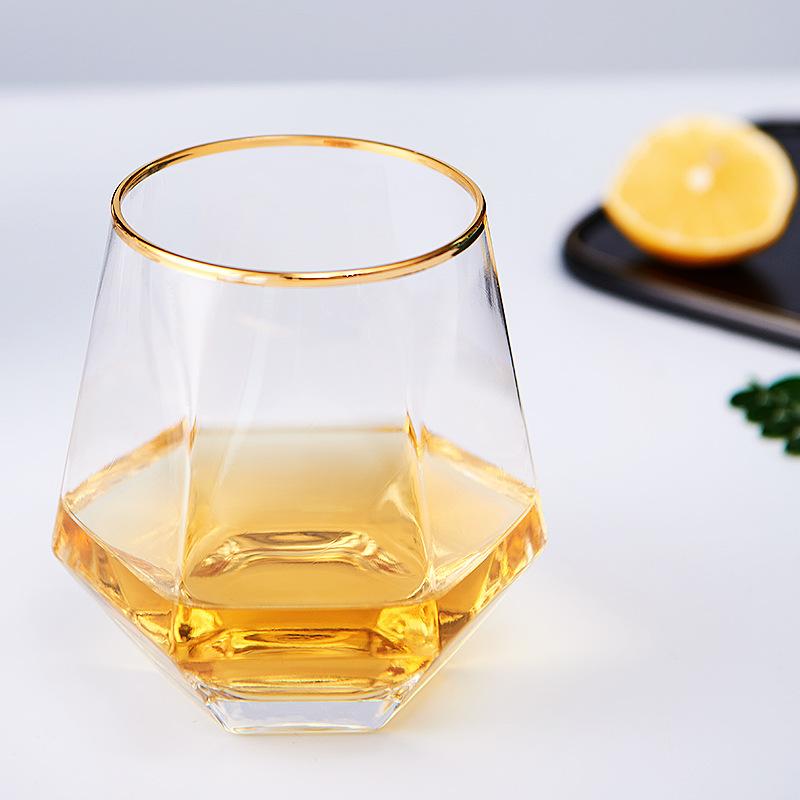 2 Stück/1 Stück Sechseckiges Glas Geschenk für Freund 320ml Buntes Transparentes Trinkgeschirr Whiskey Weingläser Haushalt Saftbecher Wassergläser