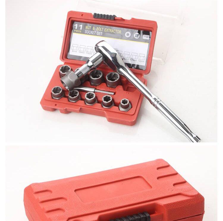 10-teiliges Mutternausdreher-Set mit 1/2"-Vierkantantrieb und Gleitmuttern-Entfernungswerkzeug für Druckluftschrauber und Elektroschrauber