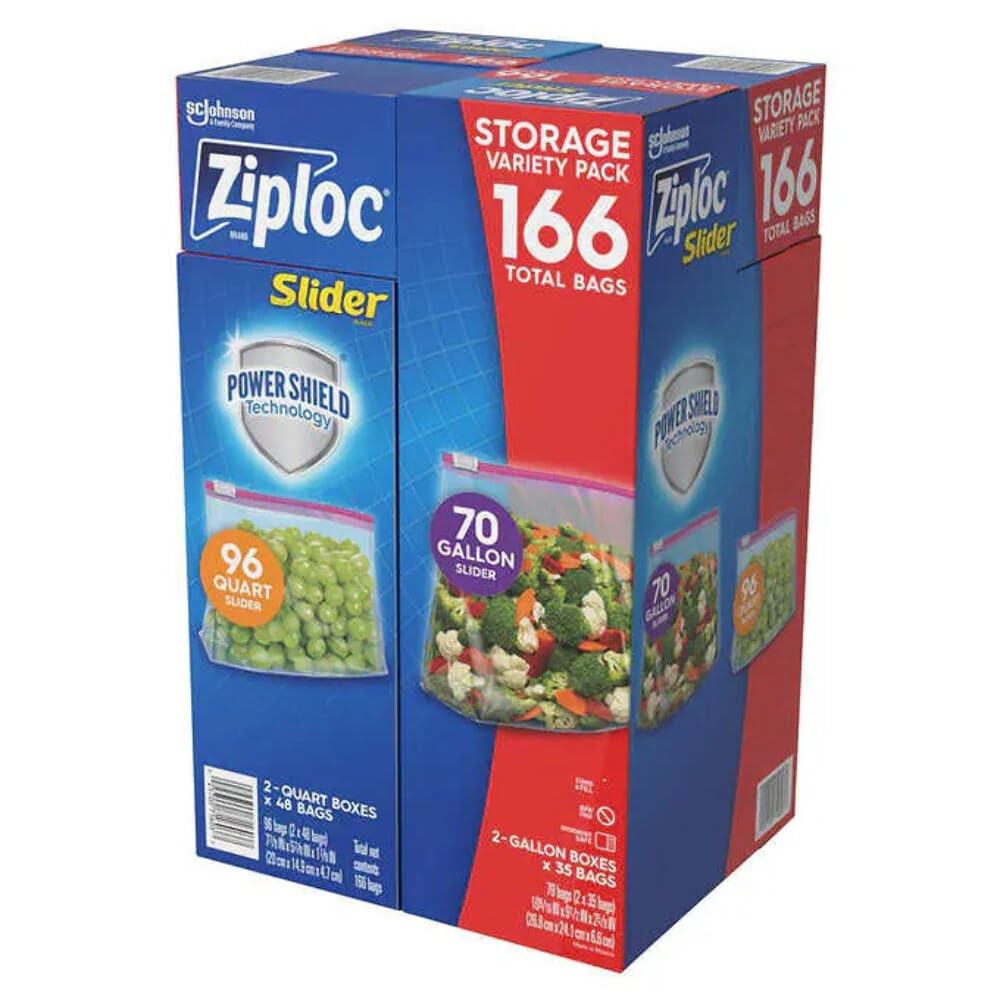

Ziploc Slider Bags, 166 count (96 quart bags, 70 gallon bags)