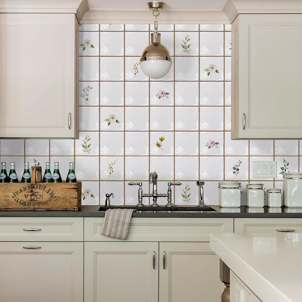 Retro Butterfly Hand-Painted Brick Beautiful Seam Sticker Wall Sticker Kitchen Bathroom Crystal Thickened Waterproof And Moisture-Proof Wallpaper Wall