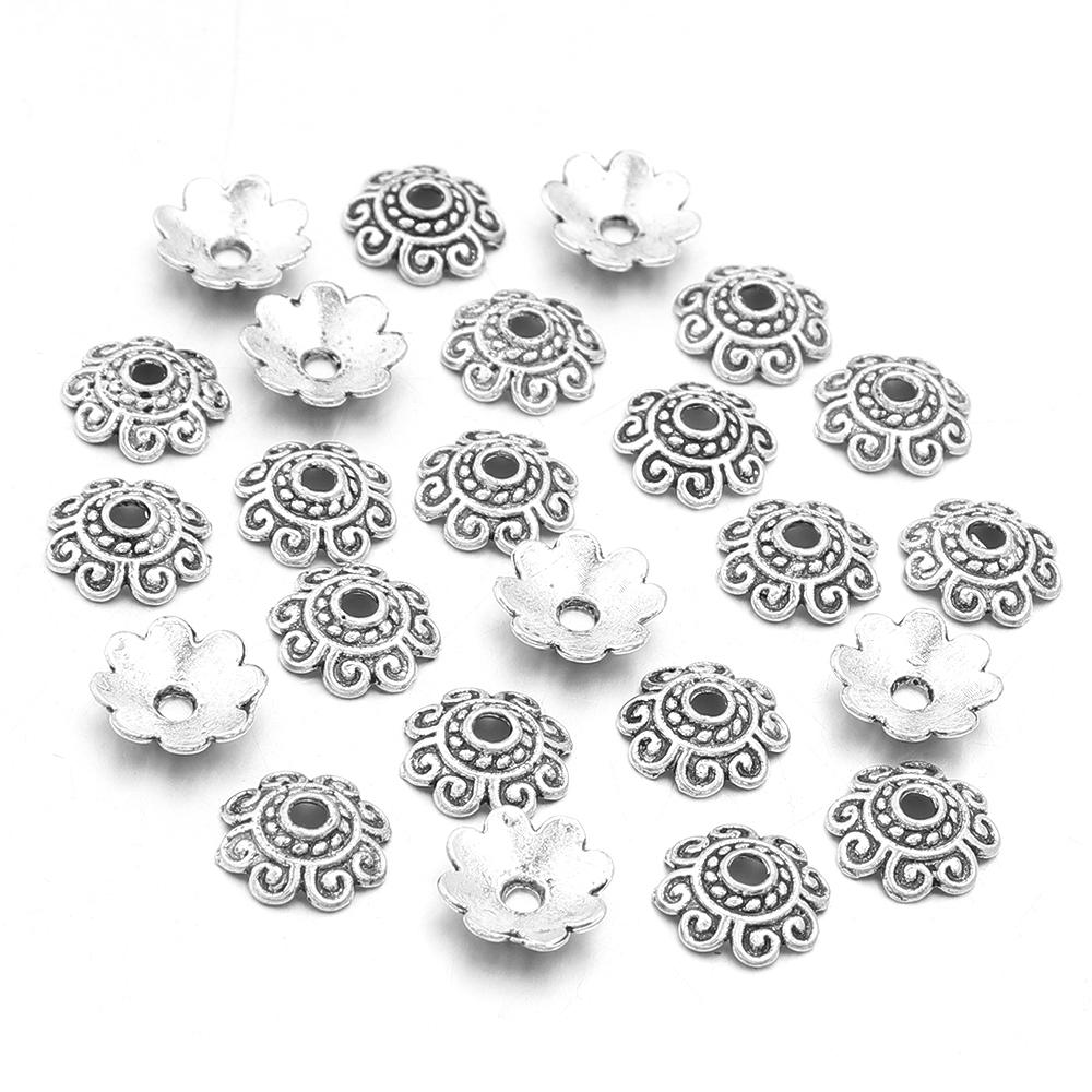 100pcs/lot 8mm Vintage Metal Beads Cap Flower Spacer Bead End Caps For Jewelry Making DIY Charms Bracelet Necklace Accessories