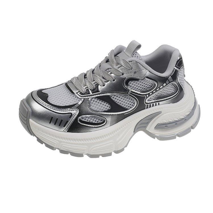 Thick-soled heightening dad shoes 2025 new versatile mesh light and comfortable lace-up retro sports and leisure shoes trend