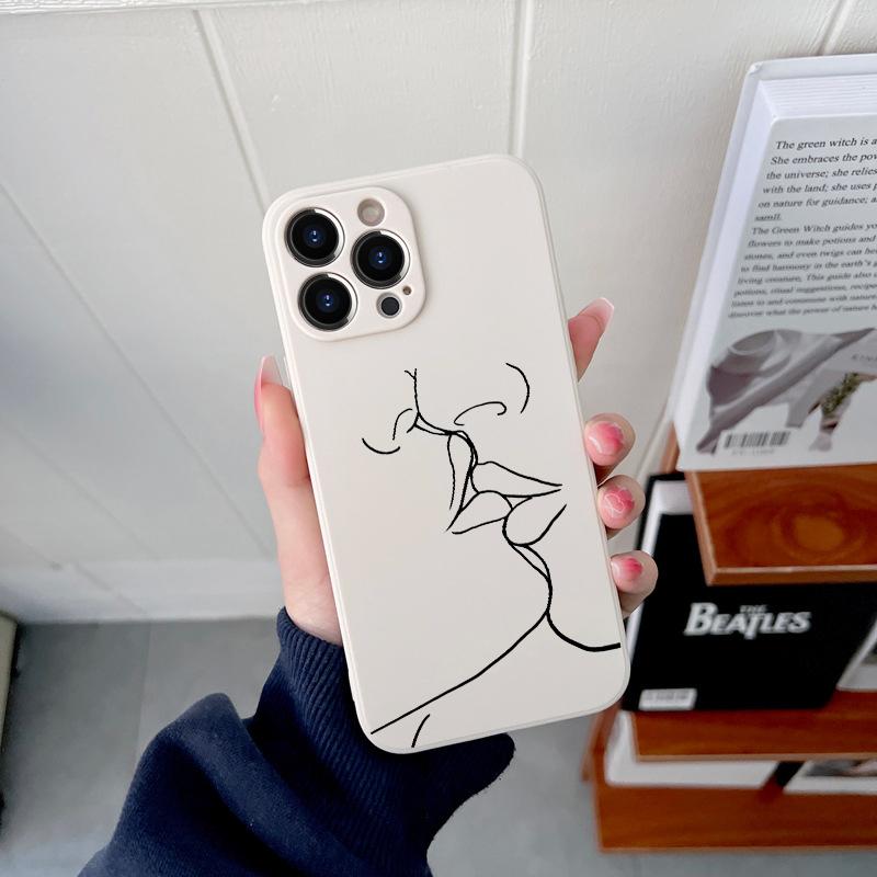

Art Girl Line Flower оригинальный квадратный жидкий силиконовый чехол для телефона iPhone 14 11 12 13 Pro Max Mini X XS XR 7 8 Plus чехол DIY iPhone 11