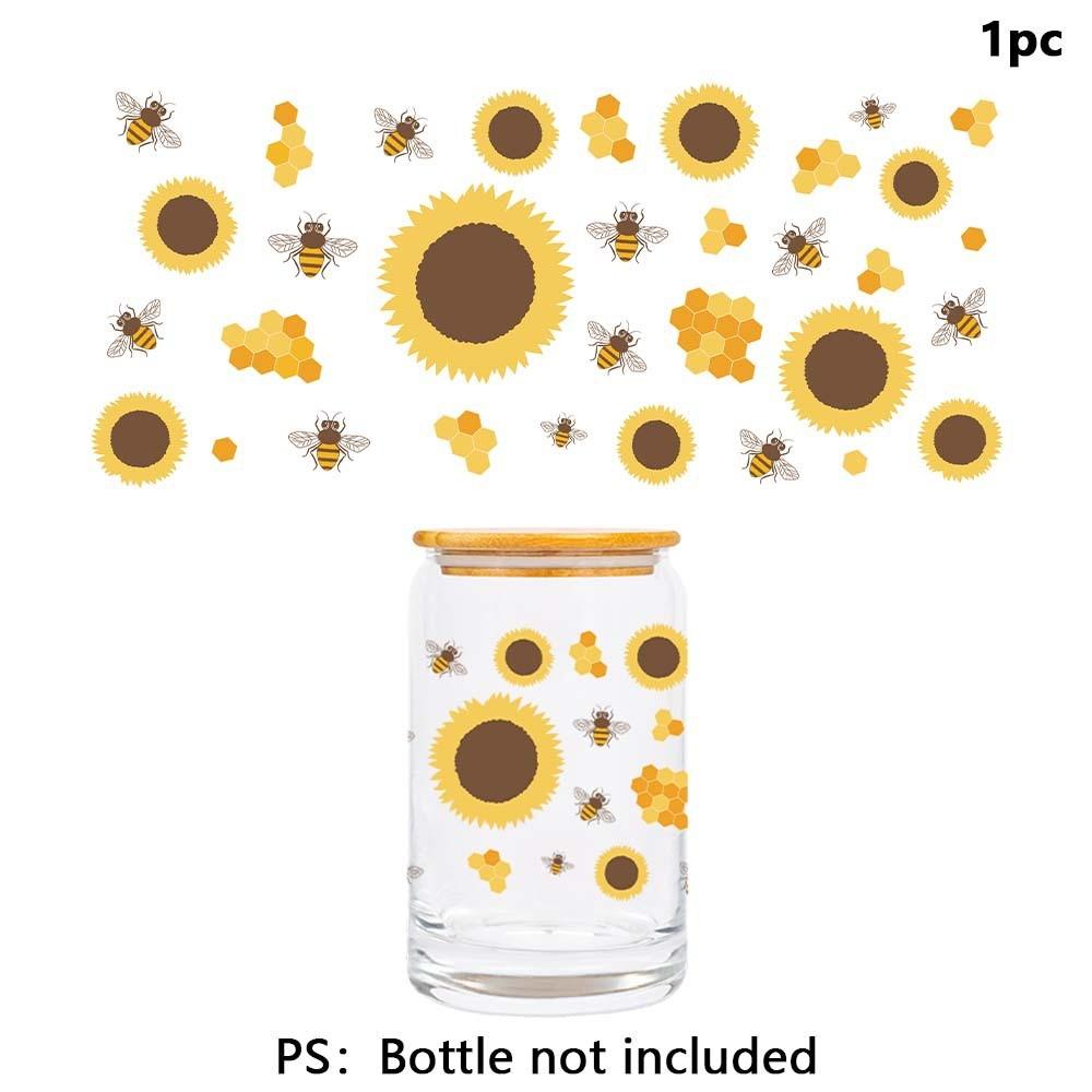 Glas Wasserbecher mit frischen Blumenpflanzen-Serie Kristall Transferaufkleber zur Heimdekoration