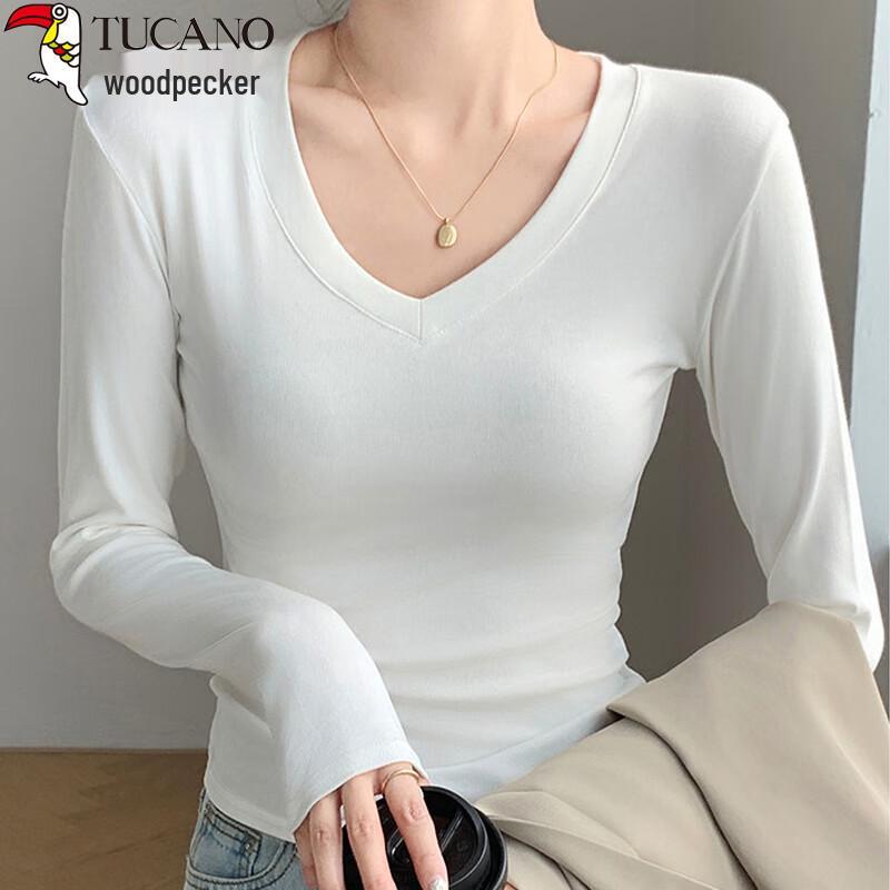 Women s Slim Fit V-Neck Long Sleeve Ribbed T-Shirt L