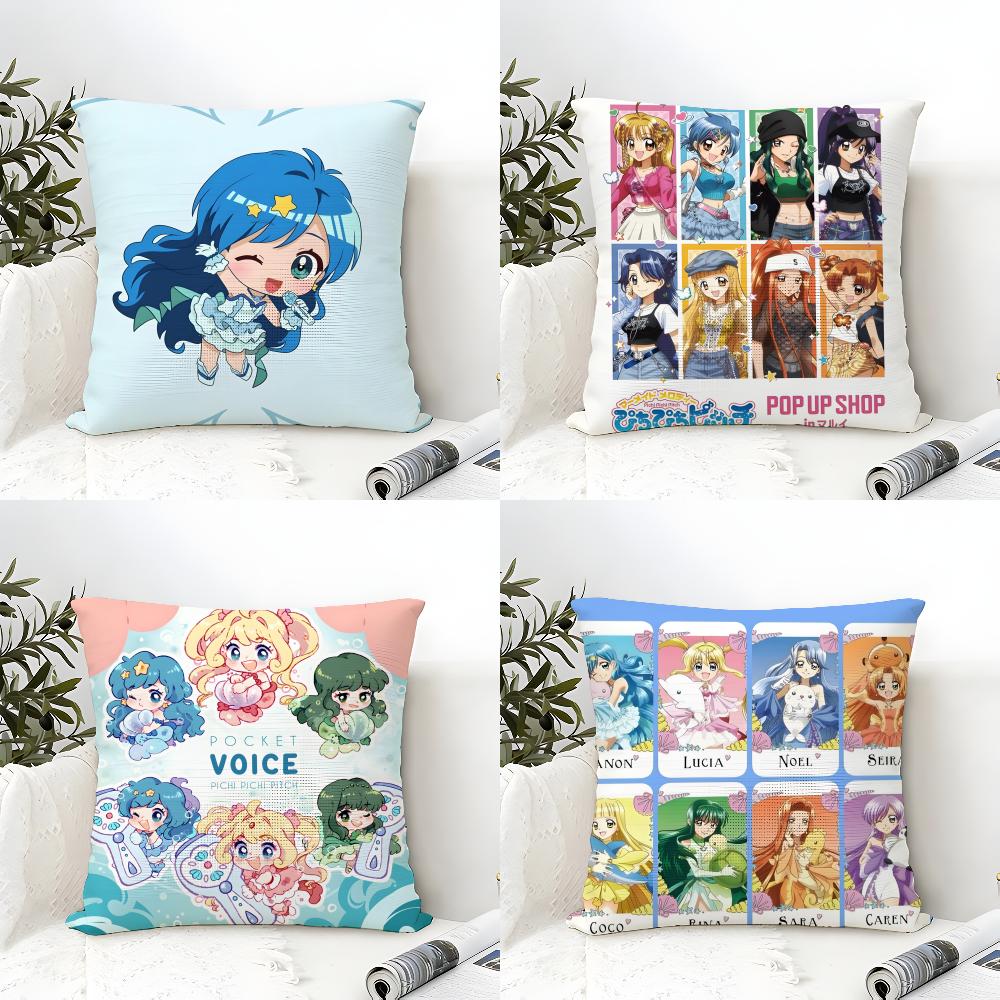Comic Anime M-Mermaid Melody Pichi Pichi Pitch Pillow Case Natural Linen Double-Sided Printing Sofa Home Decor Cushion Cover