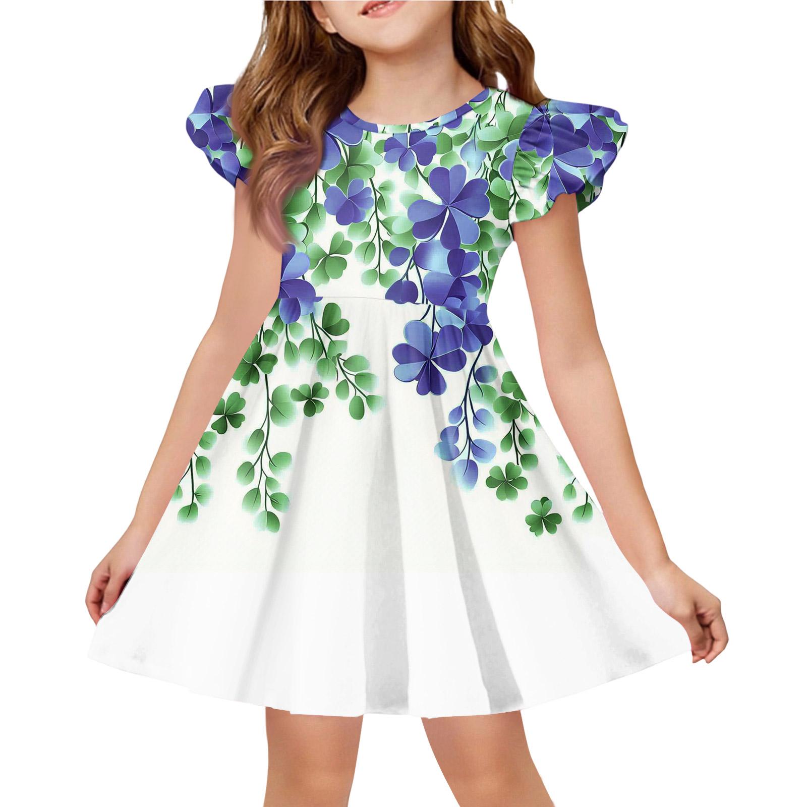 

Girls Summer Princess Dress - A-Line T-Shirt Dress St. Patrick s Day 160 білий