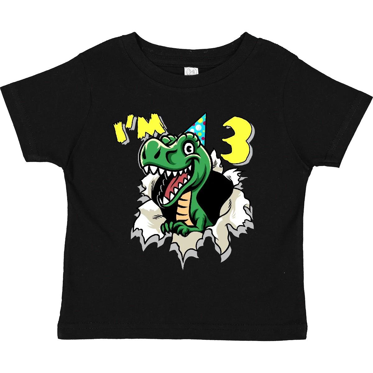 Inktastic I m 3 Dinosaur Toddler kids boys T-Shirt 3rd Birthday Third T-rex Child Kid 120