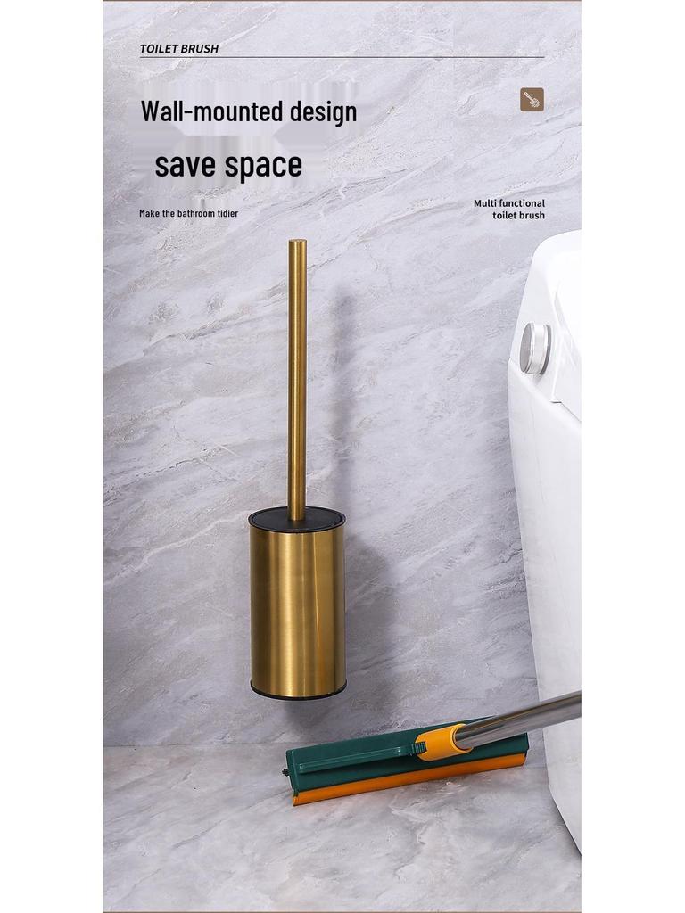 304 Stainless Steel Bathroom Toilet Brush Set - Floor & Wall Mounted