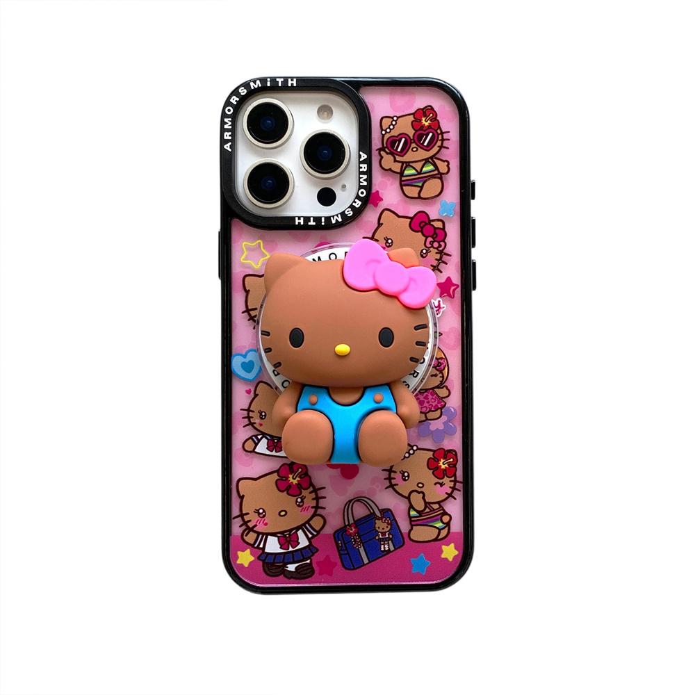 Sanrio Y2K Hello Kitty Cute Cartoon Magnetic Phone Case For IPhone 12 13 14 15 16 17 Pro Max Protective Cover with Stand Fundas