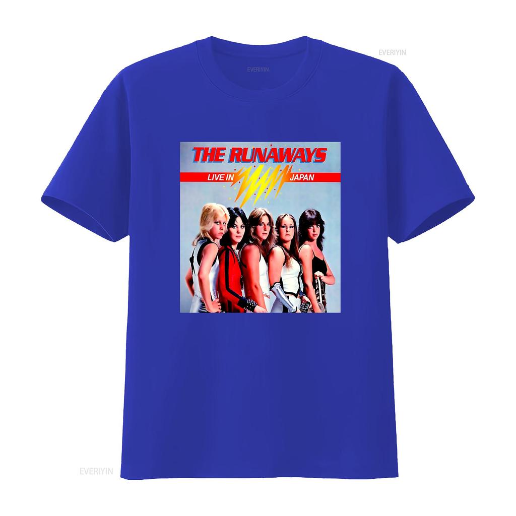 The Runaways Live In Japan Band Rock Tutto Femminile T Shirt Musicale vintage Lavato Traspirante uomo streetwear abbigliamento designer Casual