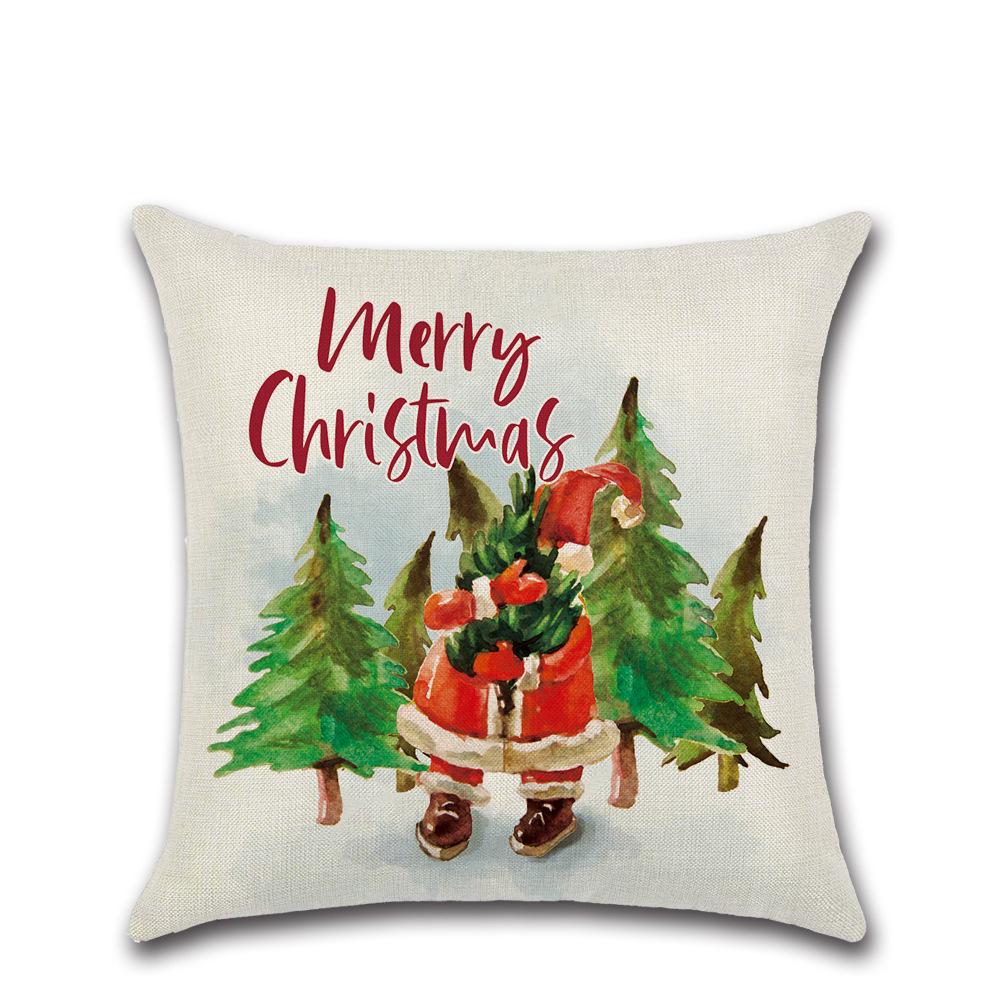 

Новая Рождественская наволочка Лось Снеговик Лен Диванная подушка Товары для дома 45 * 45 pillowcase