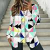 Women Plus Size Square Collar Long Sleeve T Shirt Double Layer Front Clay Tone Harvest Floral Printed Loose Top