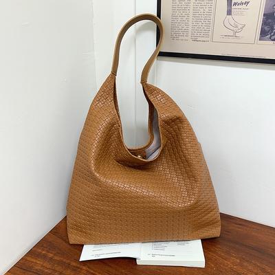 Fashion And High Value Sense, Retro Mother And Child Bag, Commuter Tote Bag, Simple Casual Woven Pattern, Large Capacity Shoulder Bag For Women
