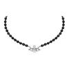 VIVIENNE WESTWOOD One Row Relief Choker Black Onyx Brass Necklace Women Necklace 63030019W270W270