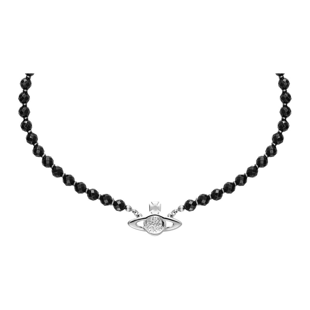 VIVIENNE WESTWOOD One Row Relief Choker Black Onyx Brass Necklace Women Necklace 63030019W270W270