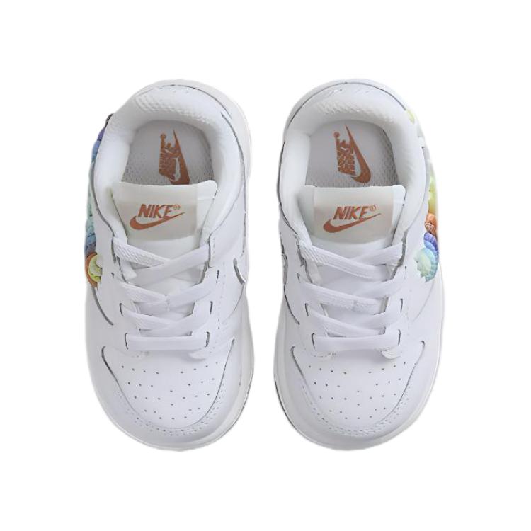Nike Dunk Low TD Rainbow Lace Swoosh Baby Sneakers White Multi-Color Dark-Pony FQ1924-100