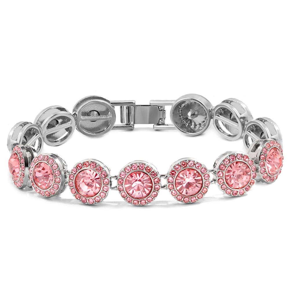 1Pcs Pink Rhinestones Miami Cuban Chain Bracelet for Women Men Iced Out Chunky Tennis Bracelets Fashion Gifts Jewelry Wholesale