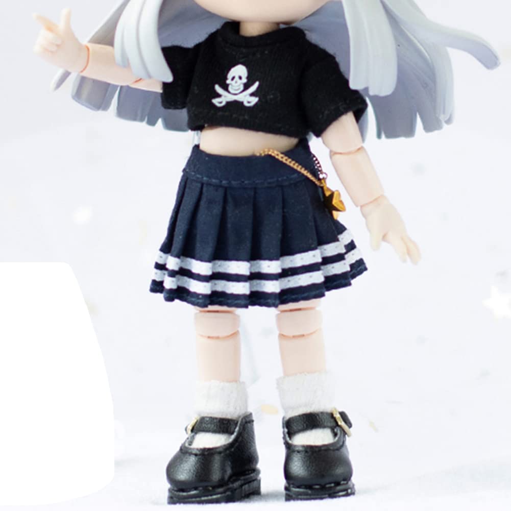 YUYAKESHI ob11 OB11 Größe Lederschuhe für Obitsu Puppe 11cm Körper, OB11 Schuhe, GSC Schuhe, Stiefeletten, OB11 Leder Figuren-Riemen (Schwarz)