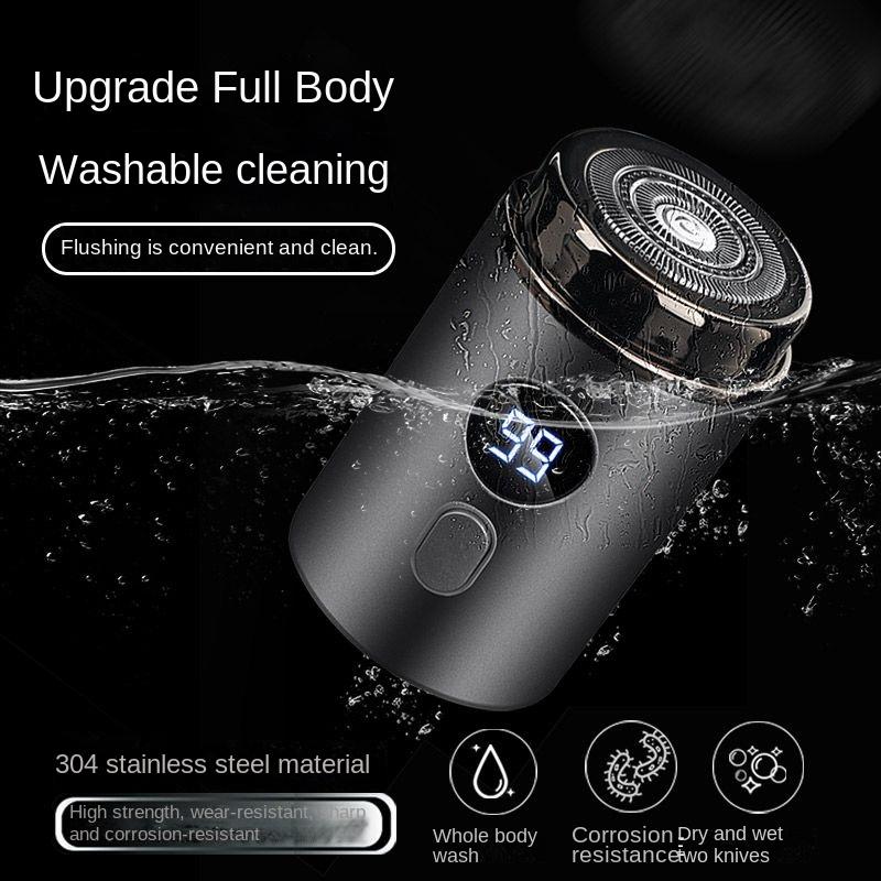 1pcs Men's Electric Shaver Rechargeable Car Portable LED Digital Display Wet and Dry Dual Use Shaver Household Shaver