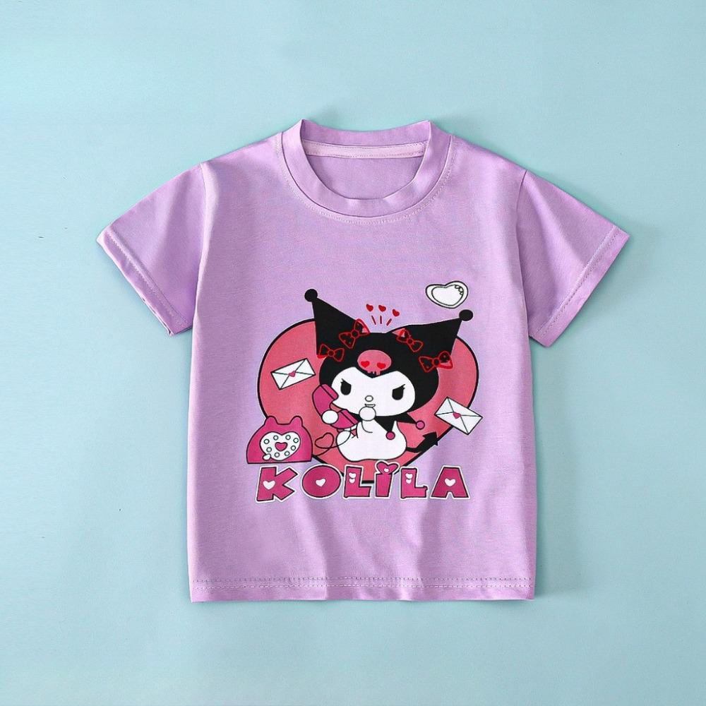 Girl's T-shirt, short sleeved top, animal print casual T-shirt